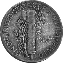 1942-S Dime inverted S reverse